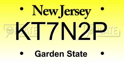 KT7N2P New Jersey License Plate