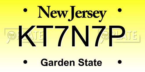 KT7N7P New Jersey License Plate