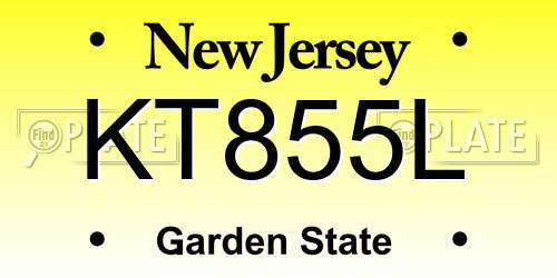 KT855L New Jersey License Plate