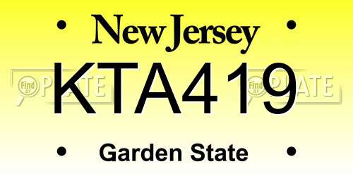 KTA419 New Jersey License Plate