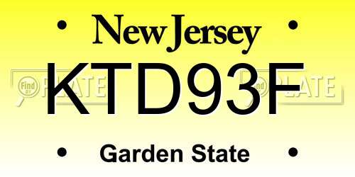 KTD93F New Jersey License Plate