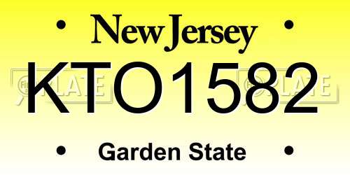 KTO1582 New Jersey License Plate
