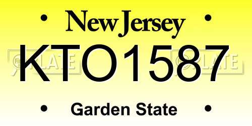 KTO1587 New Jersey License Plate