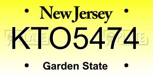 KTO5474 New Jersey License Plate