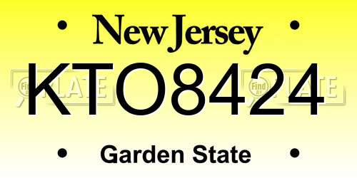 KTO8424 New Jersey License Plate