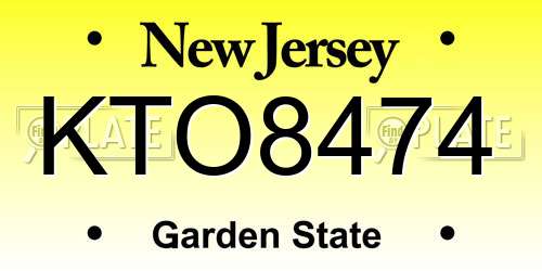 KTO8474 New Jersey License Plate