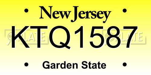 KTQ1587 New Jersey License Plate