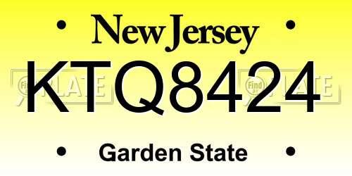 KTQ8424 New Jersey License Plate