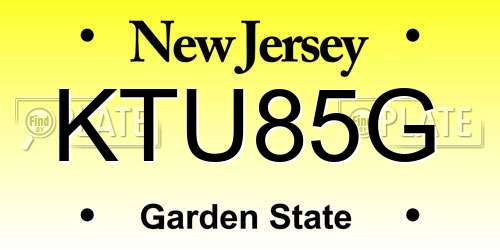 KTU85G New Jersey License Plate