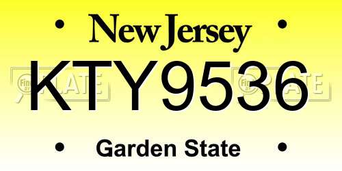 KTY9536 New Jersey License Plate