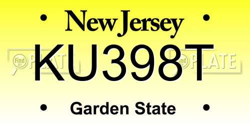 KU398T New Jersey License Plate