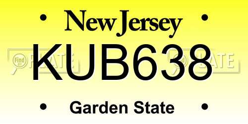 KUB638 New Jersey License Plate