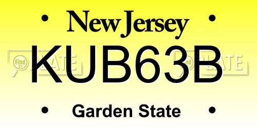 KUB63B New Jersey License Plate