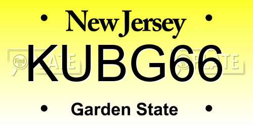 KUBG66 New Jersey License Plate