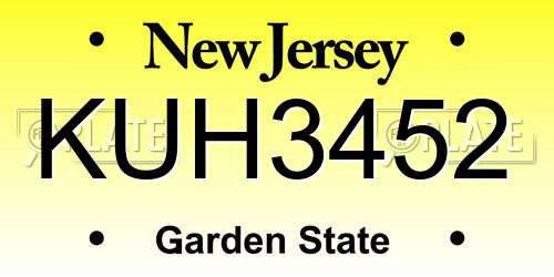 KUH3452 New Jersey License Plate