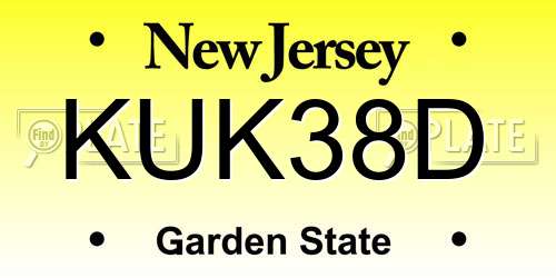 KUK38D New Jersey License Plate