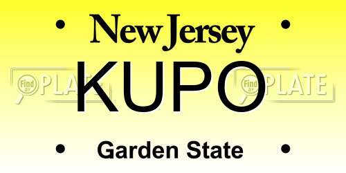 KUPO New Jersey License Plate