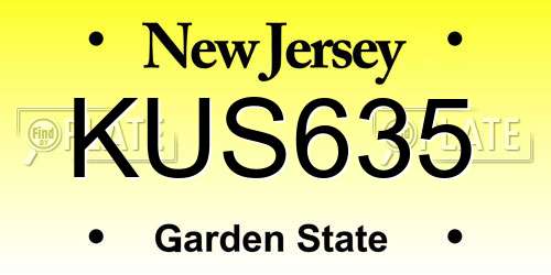 KUS635 New Jersey License Plate