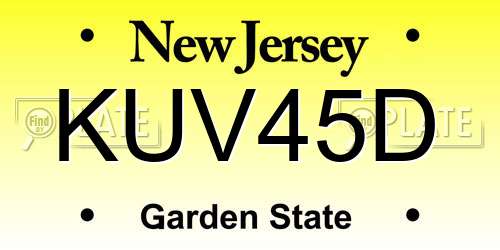 KUV45D New Jersey License Plate