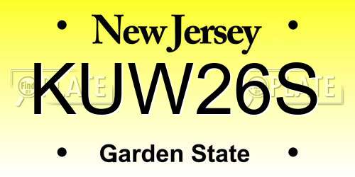 KUW26S New Jersey License Plate