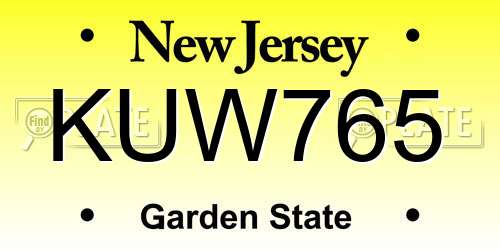 KUW765 New Jersey License Plate
