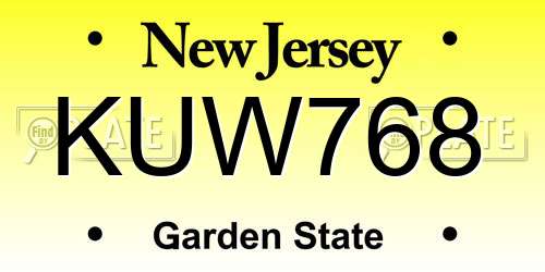 KUW768 New Jersey License Plate