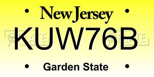 KUW76B New Jersey License Plate
