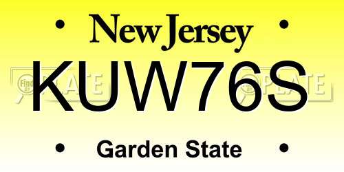 KUW76S New Jersey License Plate