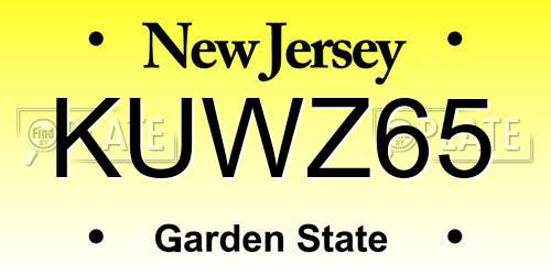 KUWZ65 New Jersey License Plate