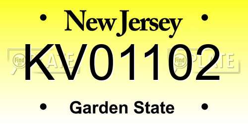 KV01102 New Jersey License Plate
