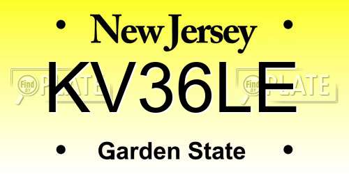 KV36LE New Jersey License Plate