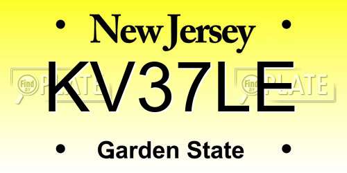 KV37LE New Jersey License Plate