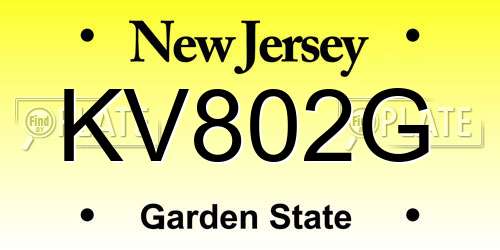 KV802G New Jersey License Plate