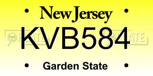 KVB584 New Jersey License Plate