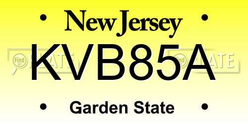 KVB85A New Jersey License Plate