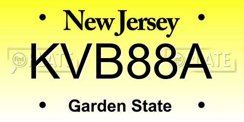 KVB88A New Jersey License Plate