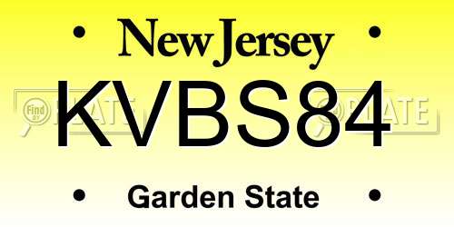 KVBS84 New Jersey License Plate