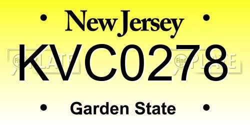 KVC0278 New Jersey License Plate