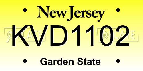 KVD1102 New Jersey License Plate
