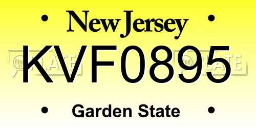 KVF0895 New Jersey License Plate