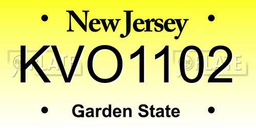 KVO1102 New Jersey License Plate