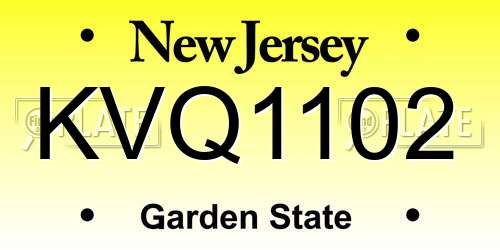 KVQ1102 New Jersey License Plate