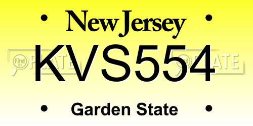 KVS554 New Jersey License Plate