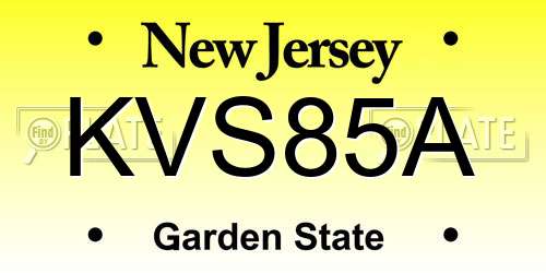 KVS85A New Jersey License Plate