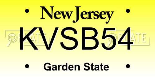 KVSB54 New Jersey License Plate