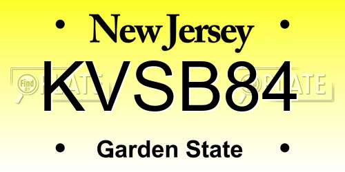 KVSB84 New Jersey License Plate