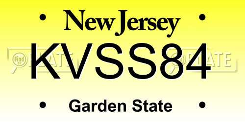 KVSS84 New Jersey License Plate