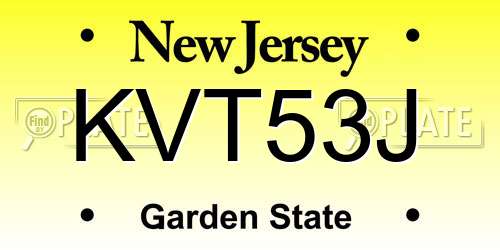 KVT53J New Jersey License Plate