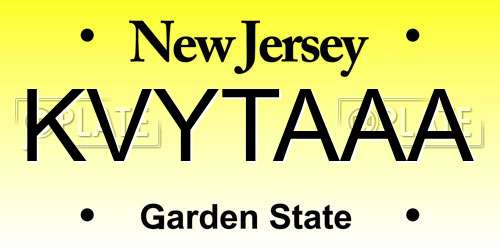 KVYTAAA New Jersey License Plate