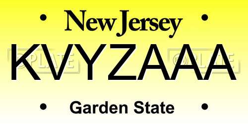 KVYZAAA New Jersey License Plate
